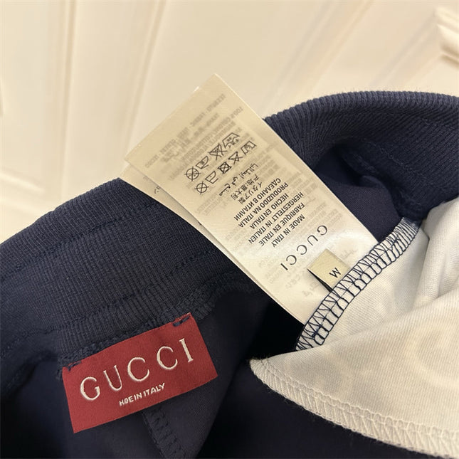 Gucci Navy Jogger Pants with GG Pocket Trim