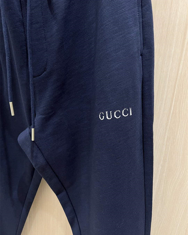 Gucci Navy Minimal Logo Jogger Pants