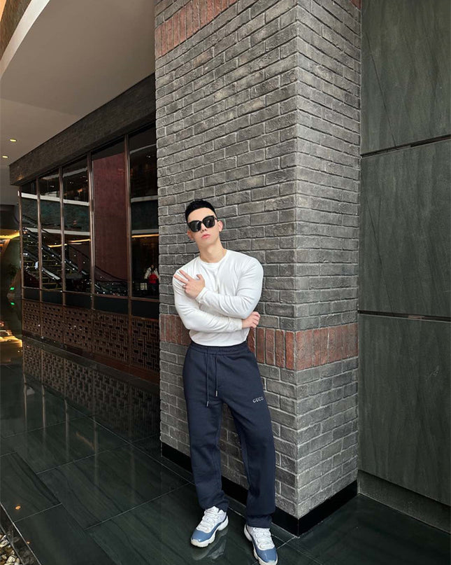 Gucci Navy Minimal Logo Jogger Pants