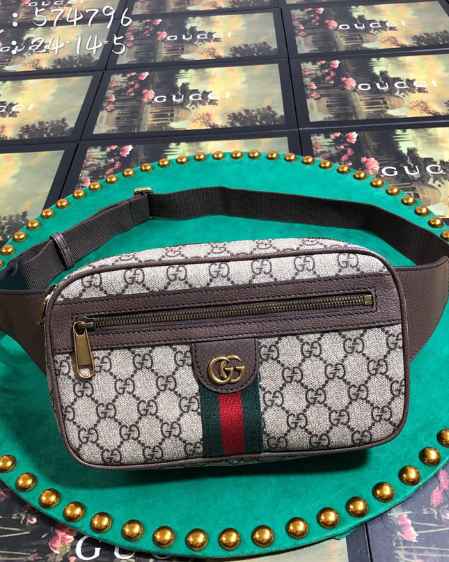 Gucci Ophidia Belt Bag 574796 – Web Stripe Canvas with Gold GG Logo
