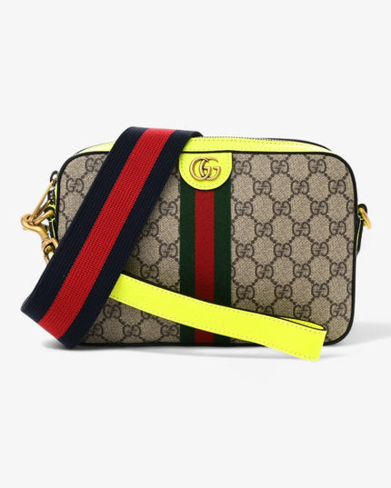 Gucci Ophidia GG Camera Bag – Neon Yellow Leather Trim