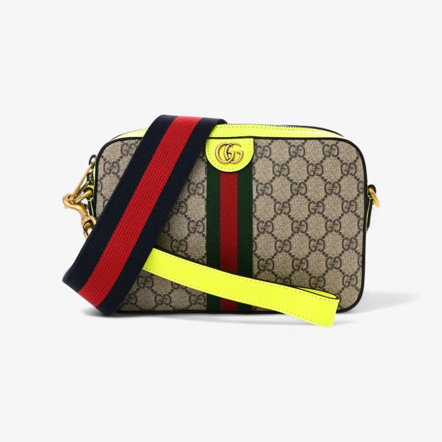 Gucci Ophidia GG Camera Bag – Neon Yellow Leather Trim