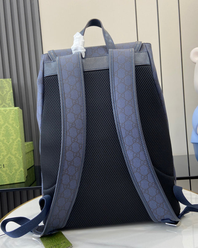 Gucci Ophidia Large Backpack 792104 Tonal blue GG Supreme Canvas