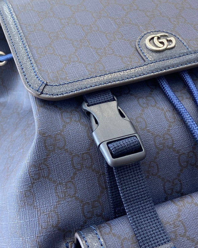 Gucci Ophidia Large Backpack 792104 Tonal blue GG Supreme Canvas