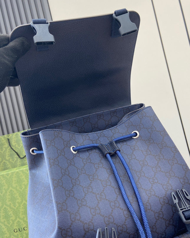 Gucci Ophidia Large Backpack 792104 Tonal blue GG Supreme Canvas