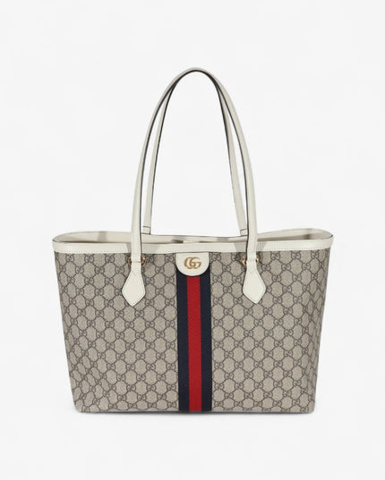 Gucci Ophidia Medium Tote With Web - Green-red-green Web Stripe
