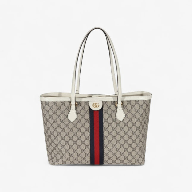 Gucci Ophidia Medium Tote With Web - Green-red-green Web Stripe