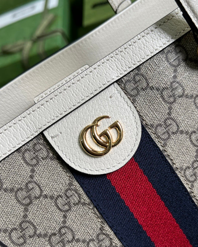 Gucci Ophidia Medium Tote With Web - Green-red-green Web Stripe