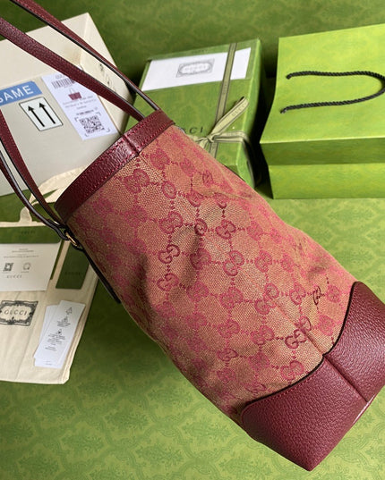 Gucci Ophidia Medium Tote With Web – Burgundy/Brown with Blue-Red Web Stripe