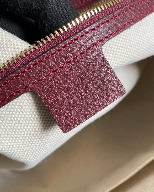 Gucci Ophidia Medium Tote With Web – Burgundy/Brown with Blue-Red Web Stripe