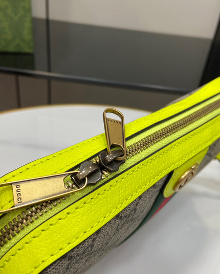 Gucci Ophidia GG Camera Bag – Neon Yellow Leather Trim
