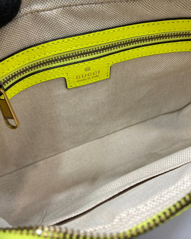 Gucci Ophidia GG Camera Bag – Neon Yellow Leather Trim