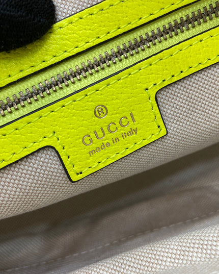 Gucci Ophidia GG Camera Bag – Neon Yellow Leather Trim