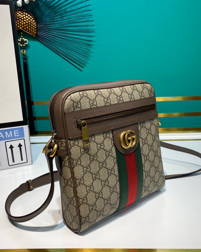 Gucci Ophidia Small Messenger Bag 547926 – Beige/Brown with Web Stripe