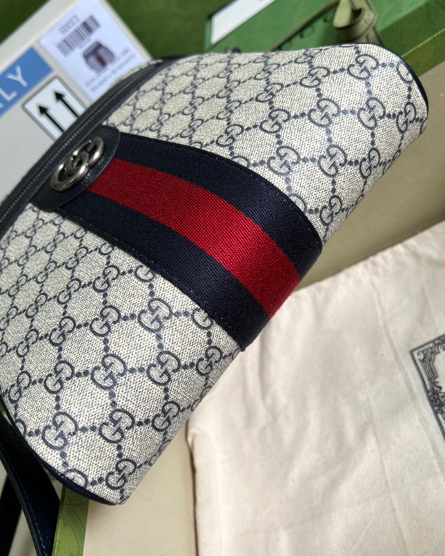 Gucci Ophidia Small Messenger Bag 547926 Blue and beige GG Supreme Canvas