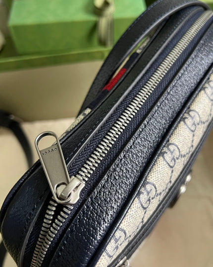Gucci Ophidia Small Messenger Bag 547926 Blue and beige GG Supreme Canvas