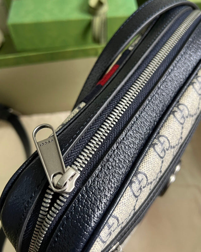 Gucci Ophidia Small Messenger Bag 547926 Blue and beige GG Supreme Canvas