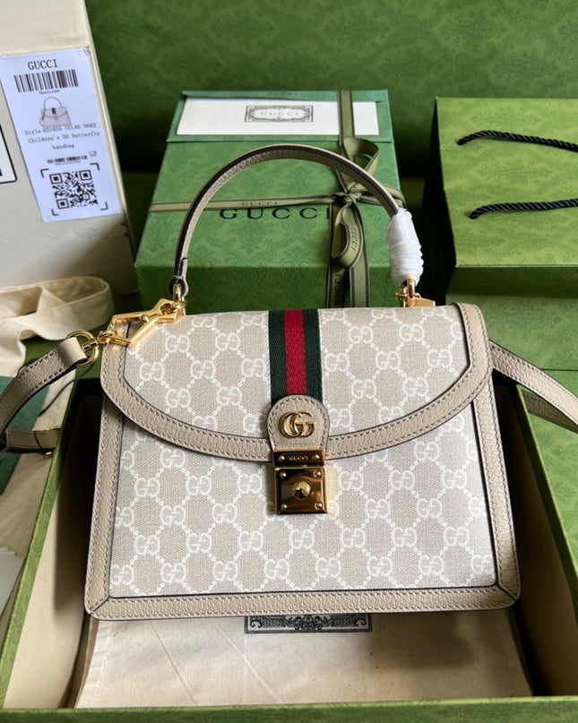 Gucci Ophidia GG Small Top Handle Bag – Beige/Ebony