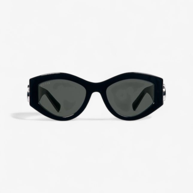 Gucci Oval Black Acetate Sunglasses with Double G – GG1951S