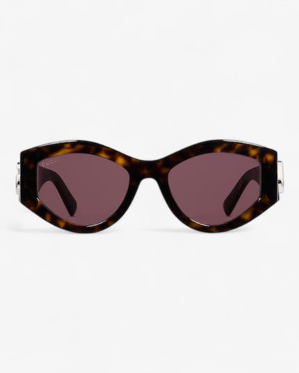 Gucci Oval Dark Tortoiseshell Sunglasses with Double G – GG1951S