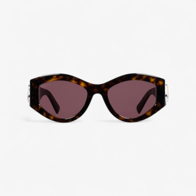 Gucci Oval Dark Tortoiseshell Sunglasses with Double G – GG1951S
