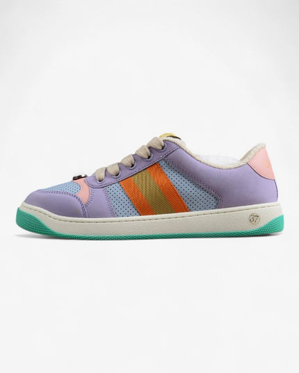 Gucci Pastel Purple Sneaker with Orange-Gold Stripe