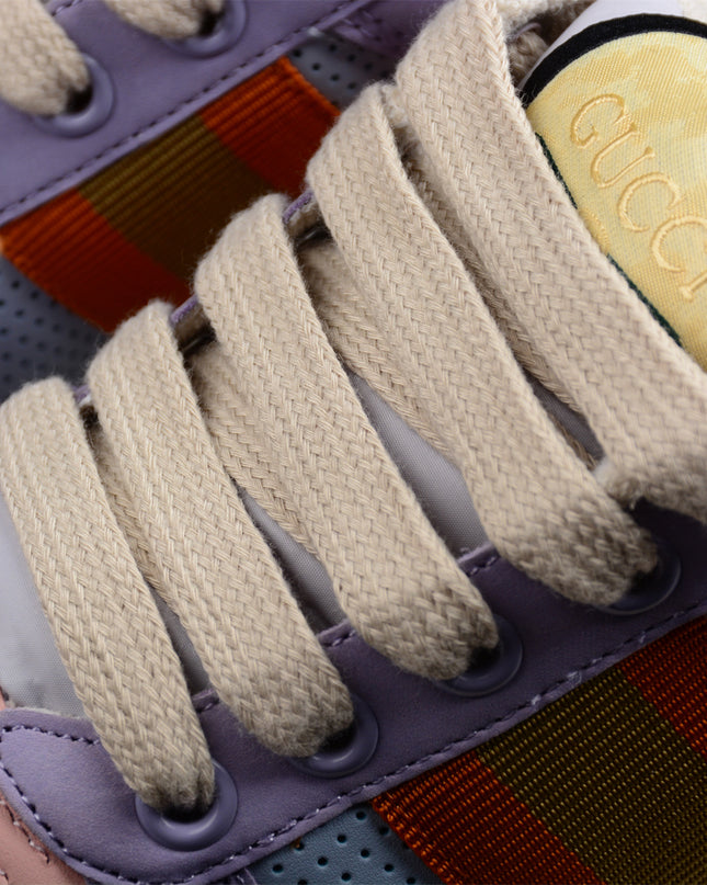 Gucci Pastel Purple Sneaker with Orange-Gold Stripe