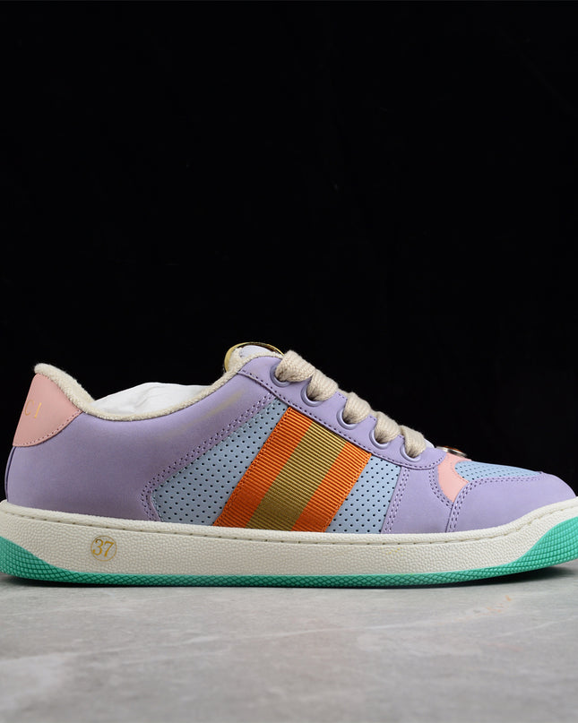 Gucci Pastel Purple Sneaker with Orange-Gold Stripe