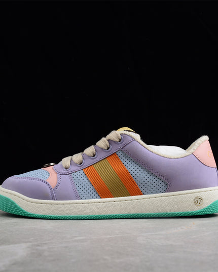 Gucci Pastel Purple Sneaker with Orange-Gold Stripe