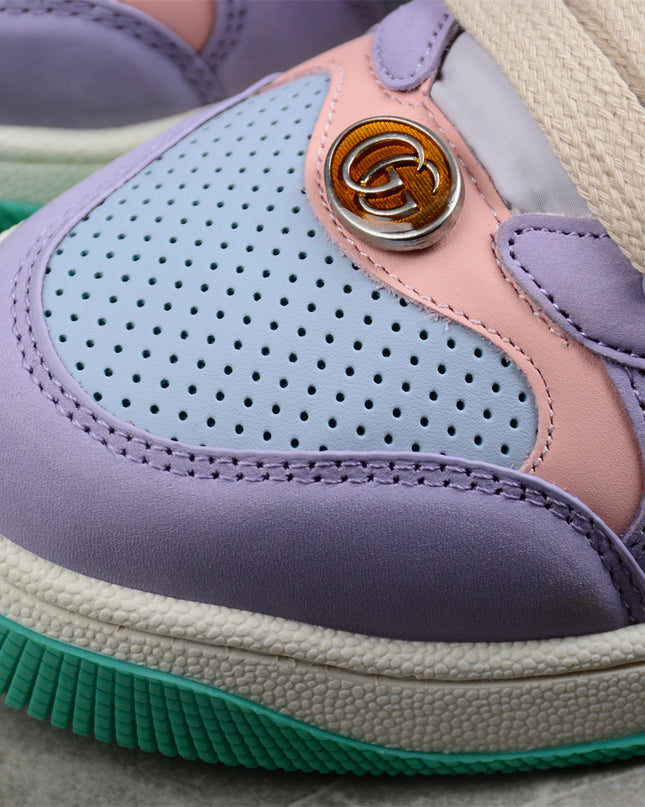 Gucci Pastel Purple Sneaker with Orange-Gold Stripe