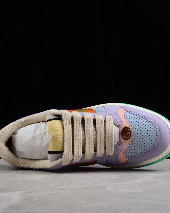 Gucci Pastel Purple Sneaker with Orange-Gold Stripe