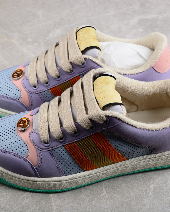 Gucci Pastel Purple Sneaker with Orange-Gold Stripe
