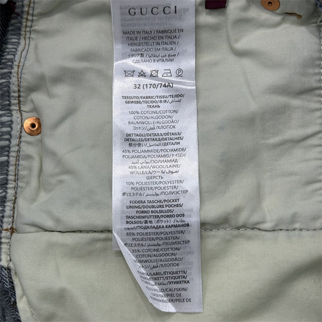 Gucci Patchwork Light Wash Denim Jeans