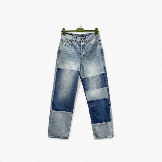 Gucci Patchwork Light Wash Denim Jeans