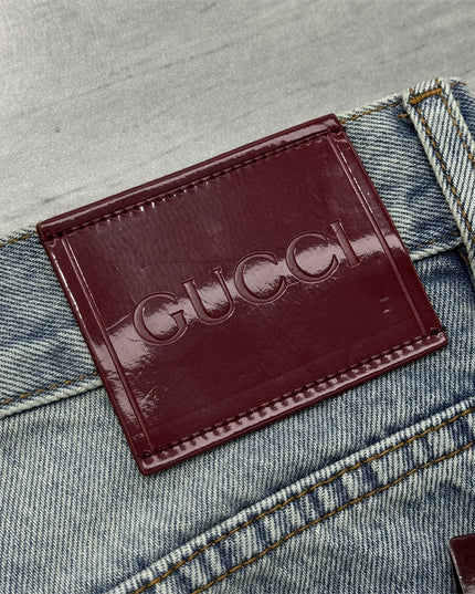 Gucci Patchwork Light Wash Denim Jeans