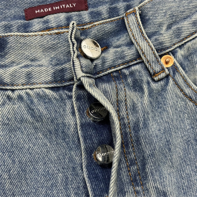 Gucci Patchwork Light Wash Denim Jeans