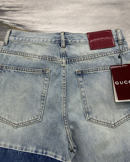 Gucci Patchwork Light Wash Denim Jeans