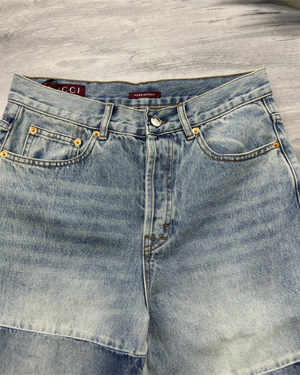 Gucci Patchwork Light Wash Denim Jeans
