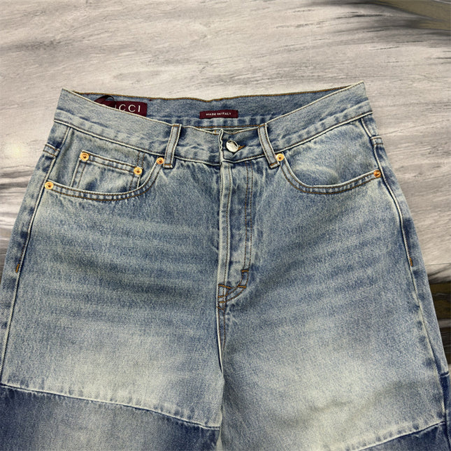 Gucci Patchwork Light Wash Denim Jeans