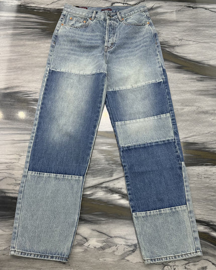 Gucci Patchwork Light Wash Denim Jeans