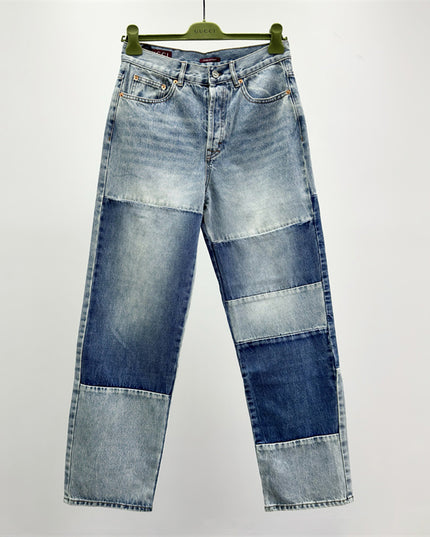 Gucci Patchwork Light Wash Denim Jeans