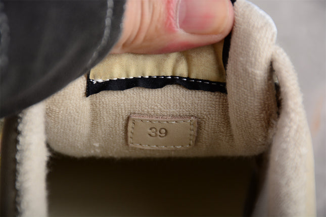 Gucci Pink GG Monogram Sneaker with Yellow-Blue Web Stripe