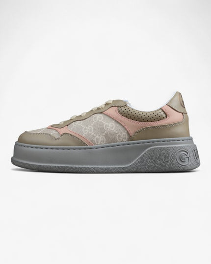 Gucci Platform Sneaker – Beige, Pink & Grey