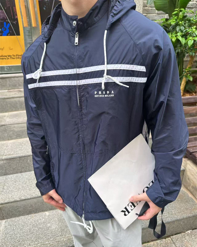 Gucci Prada Re-Nylon Technical Windbreaker Jacket – Navy Blue