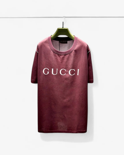 Gucci Printed Cotton-jersey T‑shirt Rosso Ancora Red Logo Design