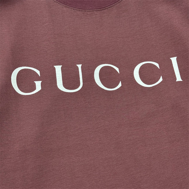 Gucci Printed Cotton-jersey T‑shirt Rosso Ancora Red Logo Design