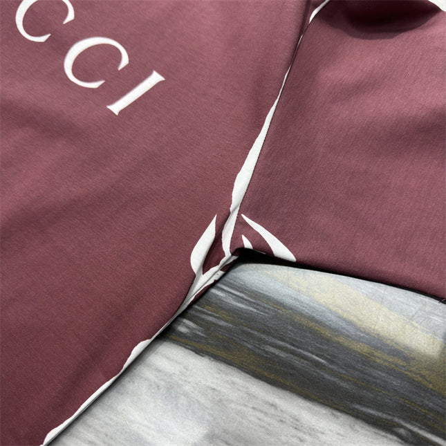 Gucci Printed Cotton-jersey T‑shirt Rosso Ancora Red Logo Design