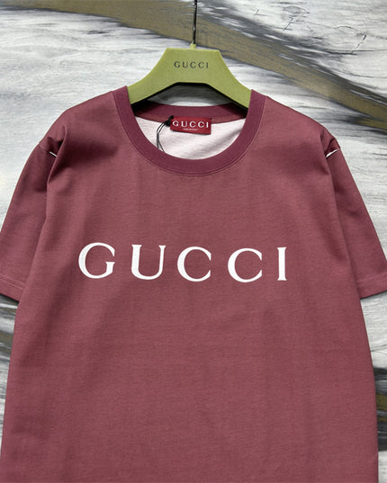 Gucci Printed Cotton-jersey T‑shirt Rosso Ancora Red Logo Design