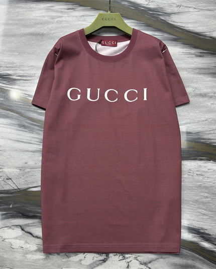 Gucci Printed Cotton-jersey T‑shirt Rosso Ancora Red Logo Design
