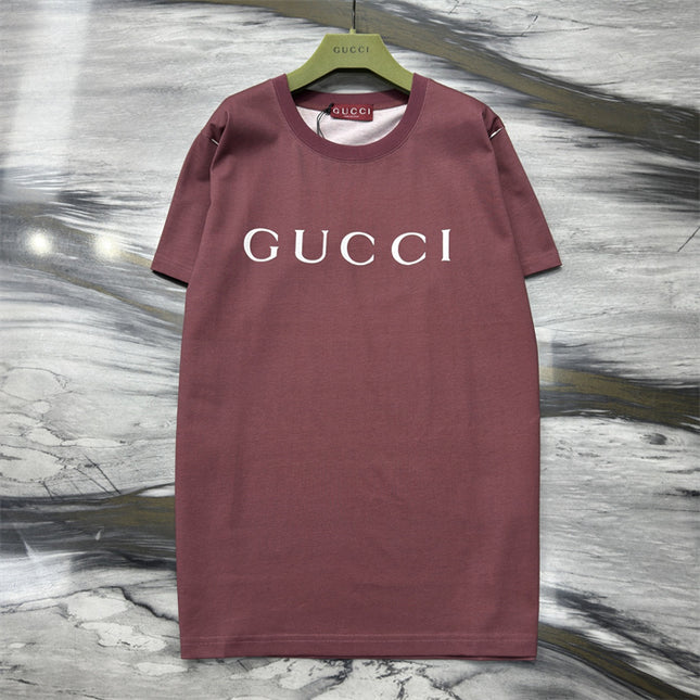 Gucci Printed Cotton-jersey T‑shirt Rosso Ancora Red Logo Design
